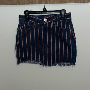 American Eagle red white and d blue denim skirt